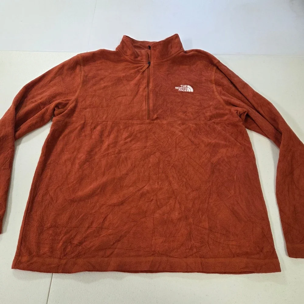 The North Face Mens Large Burnt Orange Fleece 1/4 Zip Pullover Sweater